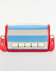 Petite Light Blue Stripe Stadium Bag with White Bamboo Stick