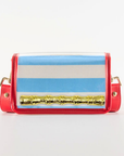 Petite Light Blue Stripe Stadium Bag with Gold Bamboo Stick