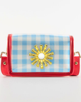 Petite Light Blue Gingham Stadium Bag with White Starburst