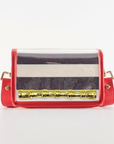 Petite Black Stripe Stadium Bag with Gold Bamboo Stick