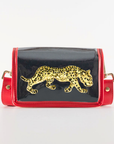 Petite Black Stadium Bag with Leopard