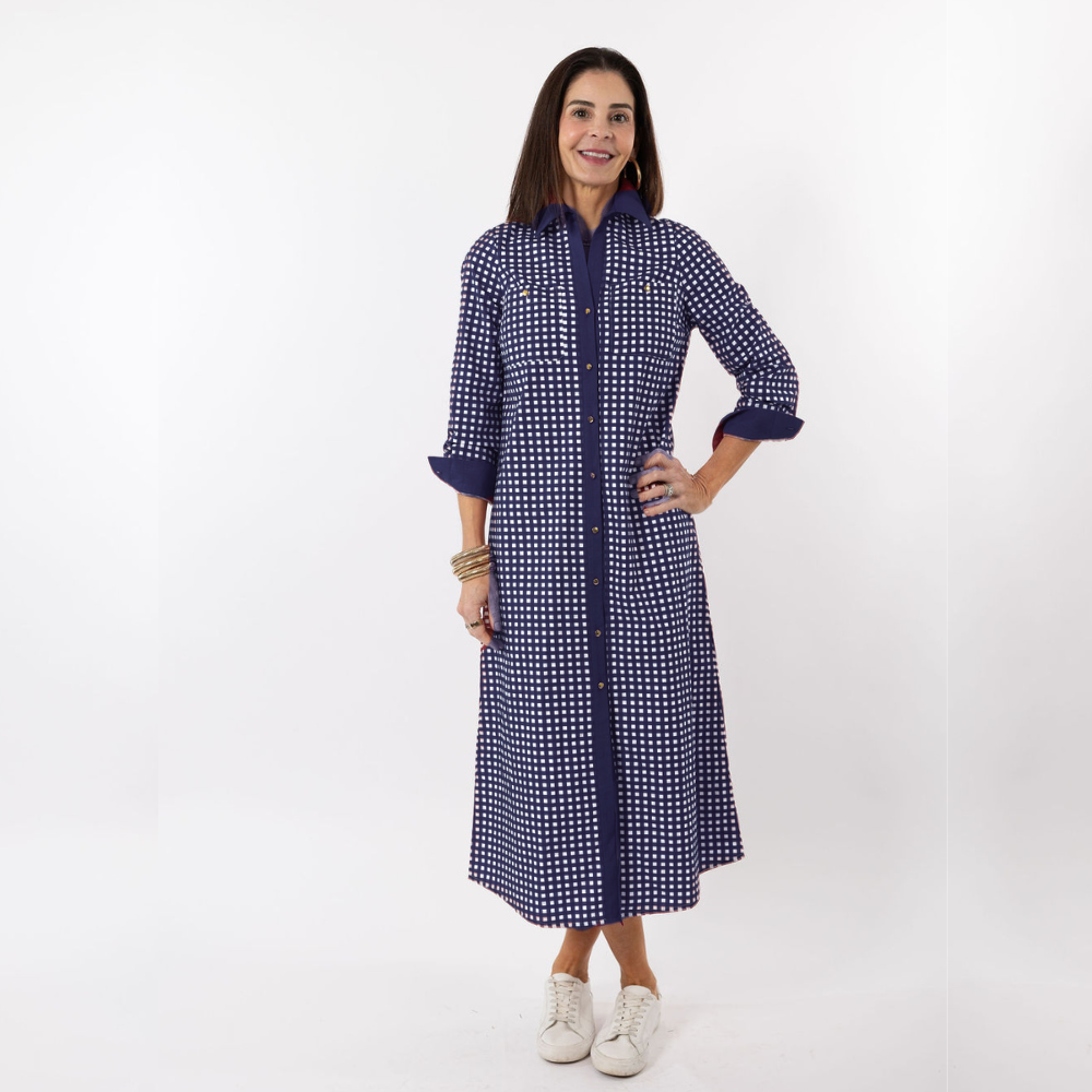 Harper Dress - Navy Gingham