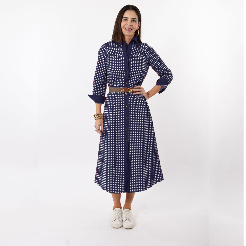 Harper Dress - Navy Gingham