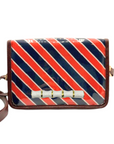 Orange and Navy Stripe Clear Stadium Bag with White Bamboo Stick