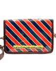 Orange and Navy Stripe Clear Stadium Bag with Gold Bamboo Stick